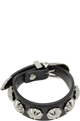 Toga Pulla: Black Concho Leather Bangle Bracelet | SSENSE Toga Pulla: Black Concho Leather Bangle Bracelet | SSENSE