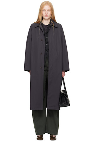 Gray Compact Cotton Twill Overcoat by LEMAIRE on Sale