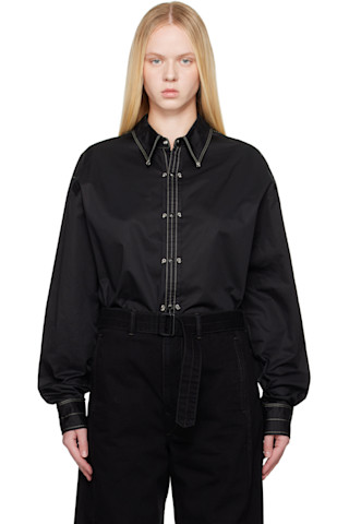 LEMAIRE ルメール ポーランド製 シャツ 黒 48 OVY KAJA LEMAIRE（ルメール）シルクナイロンイージーシャツ SH1138 LF208