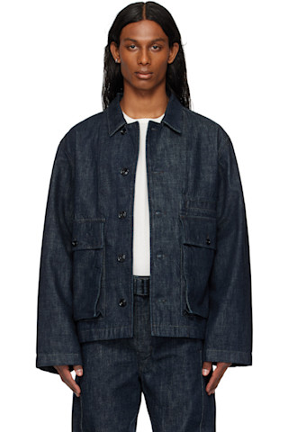 LEMAIRE: Indigo Boxy Denim Jacket | SSENSE LEMAIRE: Indigo Boxy Denim Jacket | SSENSE
