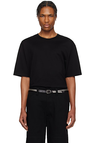 【関税込み】LEMAIRE ブラック リブネック Tシャツ LEMAIRE: ブラック リラックス Tシャツ | SSENSE 日本