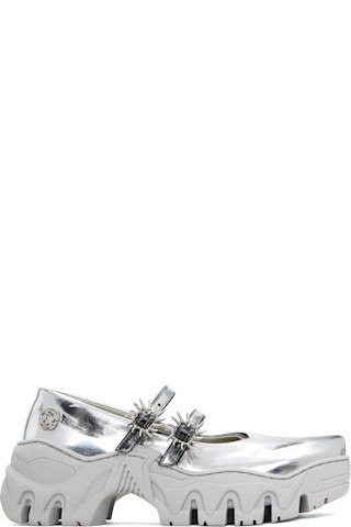 【関税込み】Rombaut SSENSE限定 シルバー ローファー SSENSE Exclusive Silver MJ Ballerina Flats by Rombaut on Sale