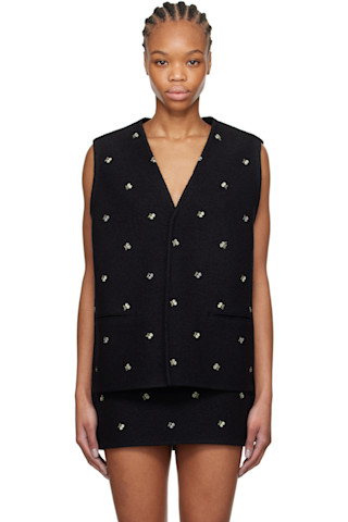 RIER rier ウールベスト Rier: ブラック Walker ベスト | SSENSE