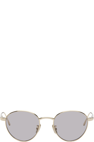【関税込み】LOEWE ゴールド Groove ラウンドサングラス LOEWE: Gold Groove Round Sunglasses | SSENSE