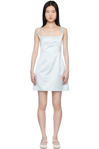 【関税込み】Sandy Liang ブルー Melrose ミニワンピース Blue Melrose Minidress by Sandy Liang on Sale