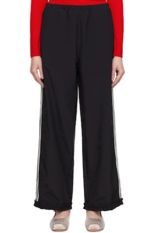 【関税込み】Sandy Liang ブラック Anja トラックパンツ Black Anja Track Pants by Sandy Liang on Sale