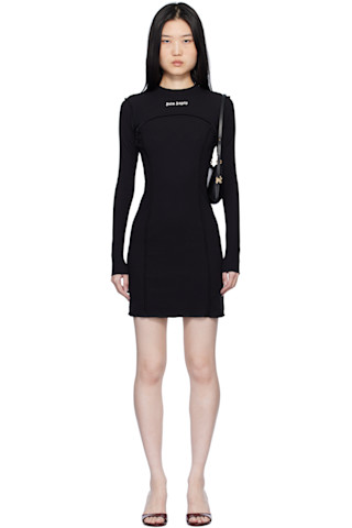 ワンピースその他 Palm Angels Black cotton mini dress with logo Black Logo Rib Minidress by Palm Angels on Sale