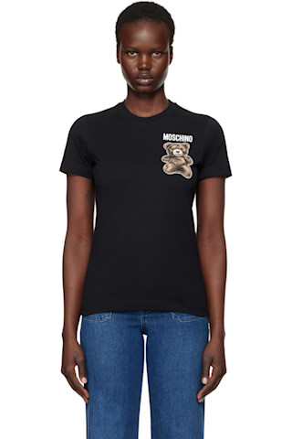 Black Teddy Bear T-shirt by Moschino on Sale