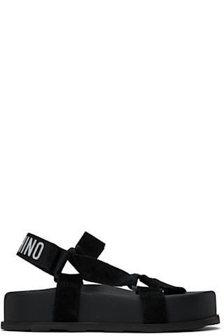 【関税込み】Moschino ブラック スエード サンダル Moschinoのブラック スエード サンダルがセール中