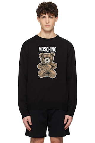 Moschino: Black Teddy Bear Sweater SSENSE