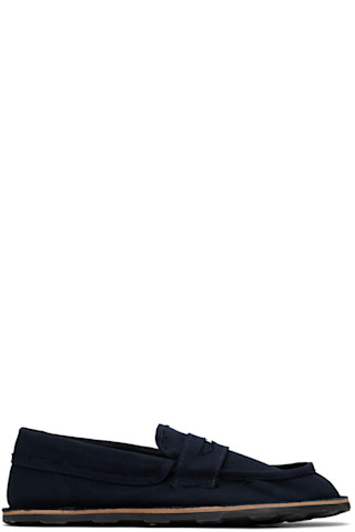 【関税込み】Moschino ネイビー Desert College ローファー Navy Desert College Loafers by Moschino on Sale