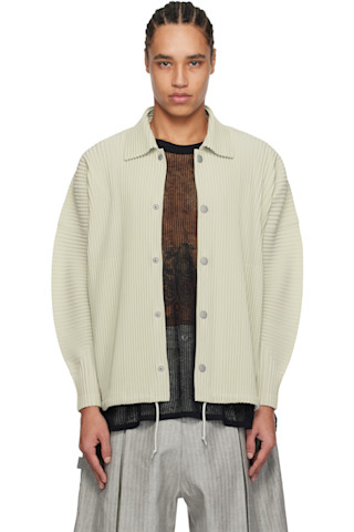 HOMME PLISSÉ ISSEY MIYAKE: Gray Monthly Color March Jacket HOMME PLISSÉ ISSEY MIYAKE: Gray Monthly Color March Jacket