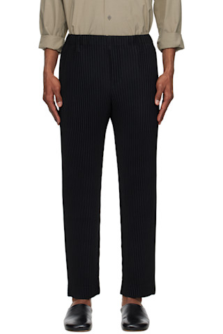 HOMME PLISSÉ ISSEY MIYAKE: Black Basics Trousers | SSENSE