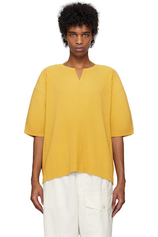 HOMME PLISSÉ ISSEY MIYAKE: Yellow Kite T-shirt | SSENSE HOMME PLISSÉ ISSEY MIYAKE: Yellow Kite T-shirt | SSENSE