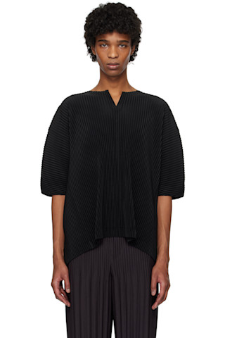 HOMME PLISSÉ ISSEY MIYAKE: Black Kite T-shirt | SSENSE HOMME PLISSÉ ISSEY MIYAKE: Black Kite T-shirt | SSENSE