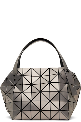 BAO BAO ISSEY MIYAKE グレー ハンドバッグ34×34 Silver Boston Bag by BAO BAO ISSEY MIYAKE on Sale