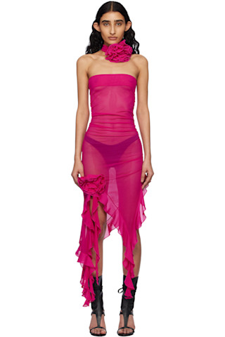 【関税込み】Fanci Club ピンク 'The Crime' ミディアムドレス Pink 'The Crime' Midi Dress by Fancì Club on Sale