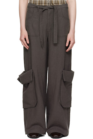 大人気 open yy ダークグレー カーゴパンツ^*_ OPEN YYのグレー リネン