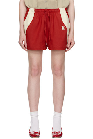 【関税込み】OPEN YY レッド YY カラーブロック ショートパンツ 251731F088005_1.jpg