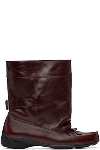 【OPEN YY】 BALLET SLOUCHY SHORT BOOTS, BURGUNDY BALLET SLOUCHY SHORT BOOTS IN BURGUNDY, CHARCOAL Ballet