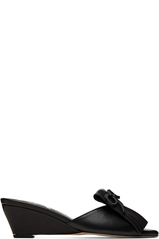 【Open Yy】 FRINGE WEDGE MULE 4色 Black Fringe Wedge Mules by OPEN YY on Sale