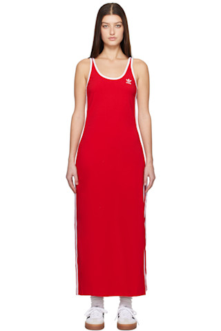 Red Adicolor 3-Stripes Tank Maxi Dress by adidas Originals on Sale