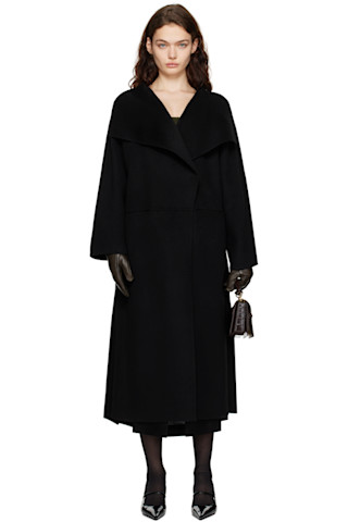 【関税込み】TOTEME ブラック シグネチャ ウールカシミヤ コート TOTEME: ブラック シグネチャ ウールカシミヤ コート | SSENSE 日本