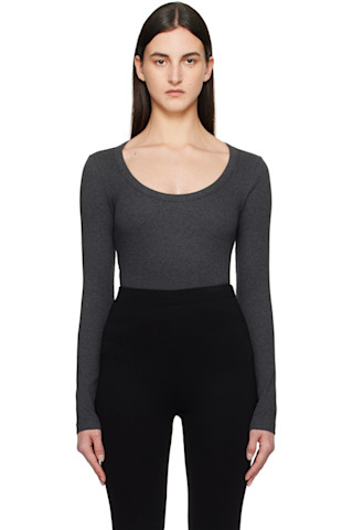 【関税込み】TOTEME グレー クラシック リブTシャツ 251771F110004_1.jpg