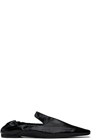 【関税込み】TOTEME ブラック Elastic-Back レザー ローファー TOTEME: ブラック Elastic-Back レザー ローファー | SSENSE 日本