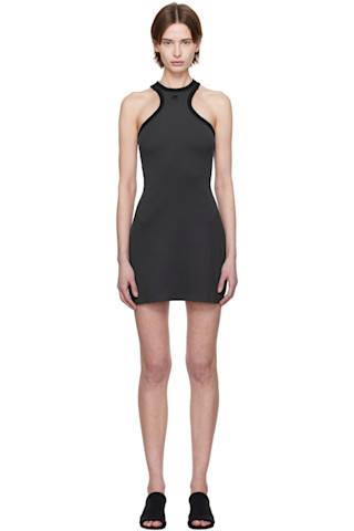 【関税込み】Courreges グレー&ブラック Scuba ミニワンピース Courrègesのグレー&ブラック Scuba ミニワンピースがセール中