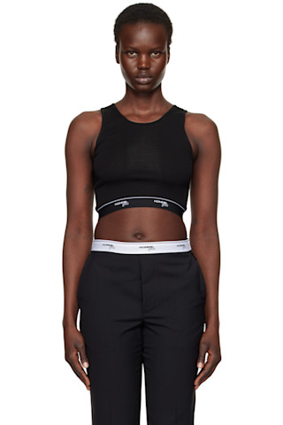 Black Logo Cropped Tank Top by HommeGirls on Sale