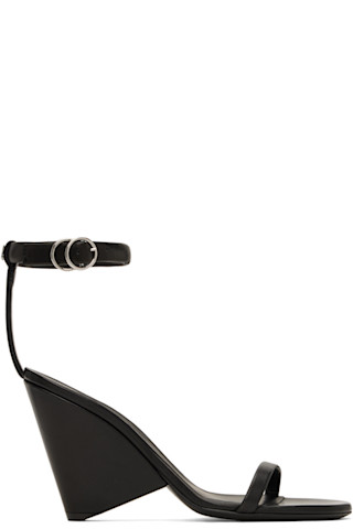 サンダル・ミュール Sandals - Courreges - Leather - Black Black Oblique Leather Heeled Sandals by Courrèges on Sale