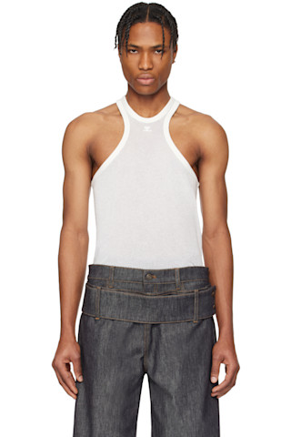 White Scuba Mesh Tank Top