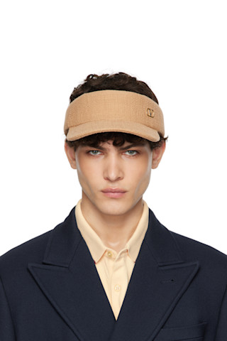 帽子・その他 VALENTINO Visor Valentino Garavani Vlogo Valentino Garavani: Tan Vlogo Signature Visor Cap | SSENSE