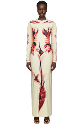 Green & Pink 'The Flower Body Morphing Marinière' Maxi Dress by