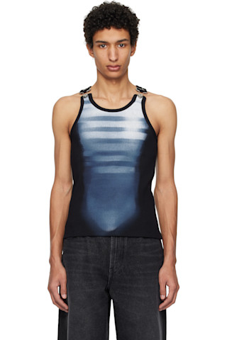 JeanPaulGaultier HOMMEノースリーブ Black & Blue 'Le Mâle' Tank Top