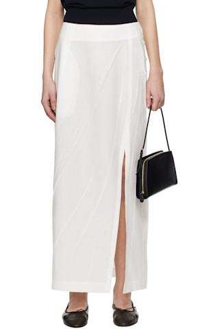 スカート ISSEY MIYAKE WHITE MIDI SKIRT White Pressed Form Midi Skirt by ISSEY MIYAKE on Sale