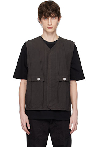 Stone Island: Gray Mil-Spec Stretch Ripstop-TC Vest | SSENSE Stone Island: Gray Mil-Spec Stretch Ripstop-TC Vest | SSENSE