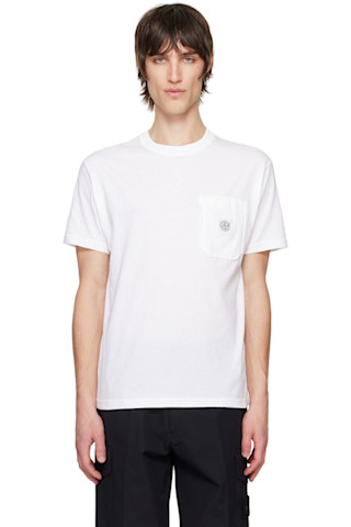White Organic Cotton Jersey Fissato Effect T-shirt