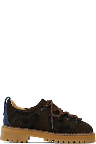 KidSuper: Brown Patchwork Eye Low Hiking Boots | SSENSE