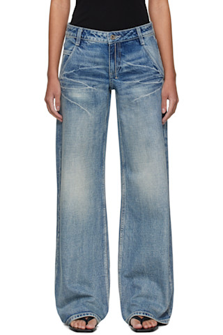 Fax Copy Express: Blue '888' Low-Rise Loose Jeans | SSENSE Fax Copy Express: Blue '888' Low-Rise Loose Jeans | SSENSE