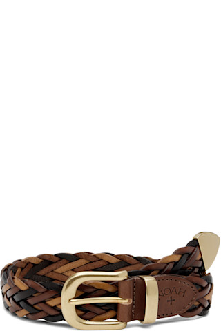 Brown Braided Leather Belt by Noah on Sale