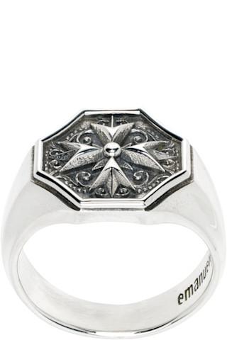 指輪・リング emanuele bicocchi SS25 CREST SIGNET RING (MLA1SILVER CLEAR) Silver Crest Signet Ring by Emanuele Bicocchi on Sale