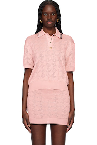 関税送料込【AMIRI】アミリ ピンク MA Quad ニットポロシャツ Pink MA Quad Polo by AMIRI on Sale