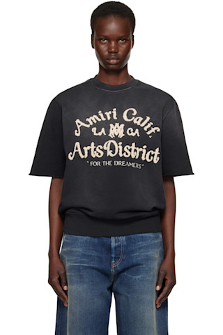【AMIRI】「Amiri Arts District」半袖クルーTシャツ AMIRIのブラック Amiri Arts District 半袖 クルーネックTシャツ