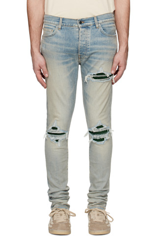 AMIRI: ブルー Suede MX1 ジーンズ | SSENSE 日本 AMIRI: ブルー Suede MX1 ジーンズ | SSENSE 日本