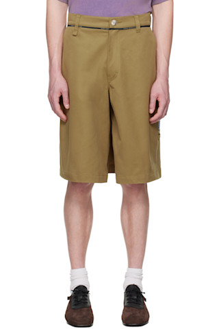 【関税込み】Martine Rose カーキ Twisted Skate ショートパンツ Martine Roseのカーキ Twisted Skate ショートパンツがセール中