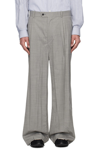 Gray Crinkled Trousers by Hed Mayner on Sale