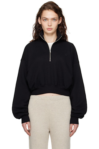 epine é sport line half zip sweat black CROPPED HALF-ZIP SWEATSHIRT – ÉTERNE