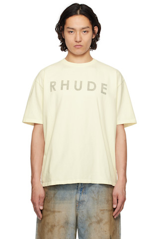 【関税込み】Rhude オフホワイト ディストレスロゴ Tシャツ 251923M213047_1.jpg